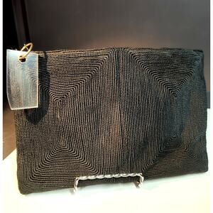1742.  Black Genuine Corde Evening Clutch Vintage 1940s